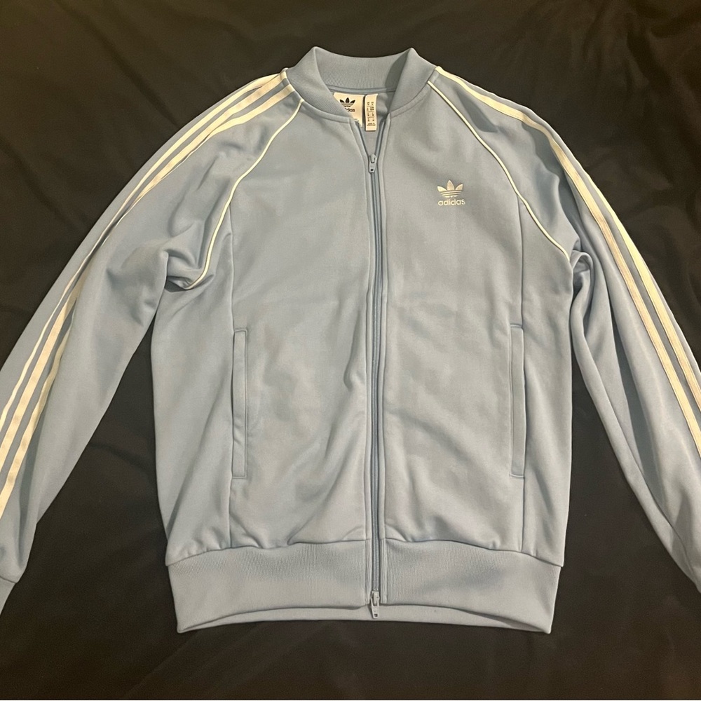 Adidas baby blue athleisure jacket